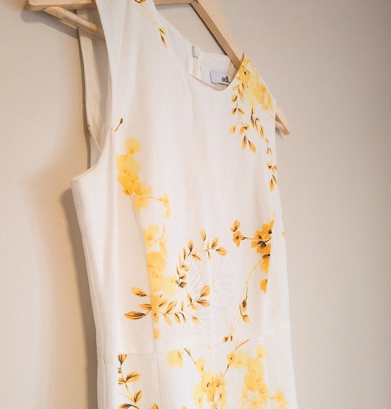 adL Linen Blend White and Yellow Floral Dress - Picture 3 of 5